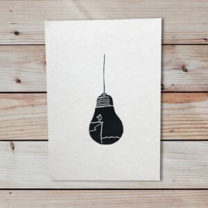 Girl at the Cliff - original linocut print